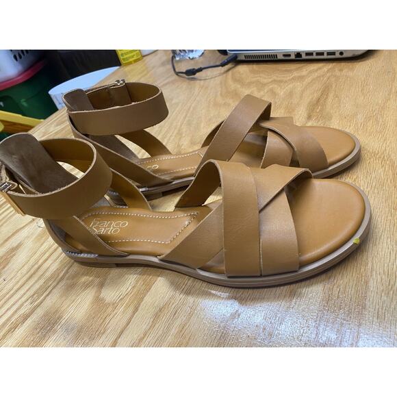Franco Sarto Giola Sandals Women's 9.5 M Brown Leather Ankle Strap Buckle S62 - Picture 2 of 5